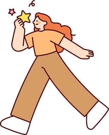 Businesswoman achieving higher targets  Illustration