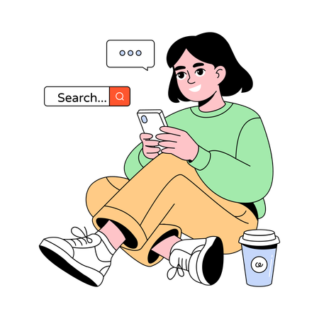 Businesswoman doing E-commerce Search  Illustration