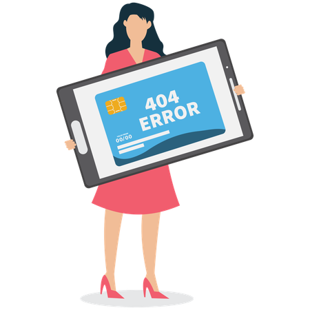 Businesswoman encounters Transaction error  Illustration