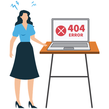 Businesswoman facing 404 error  Illustration