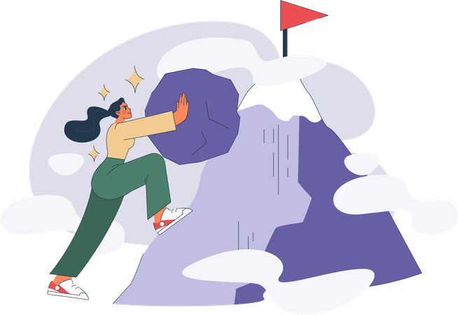 Businesswoman is setting up higher goals  Illustration