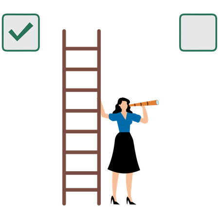 Businesswoman searching for new challenge for business  Illustration