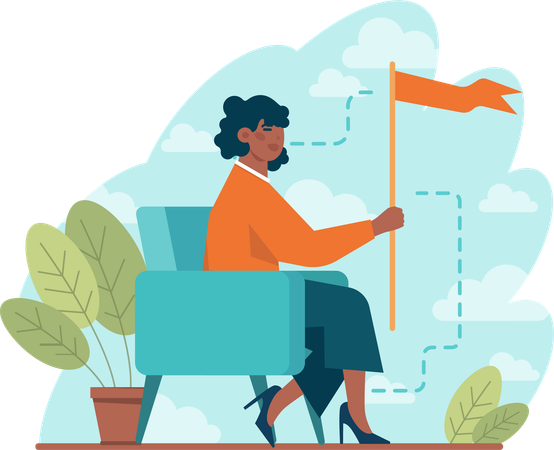 Businesswoman sets higher targets for employees  Illustration