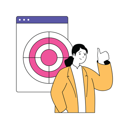Businesswoman targeting online marketing  Illustration