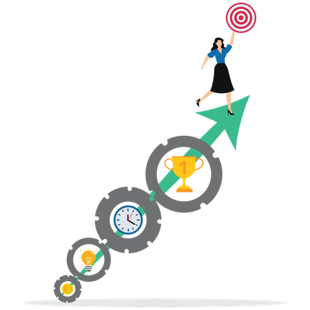 Businesswoman targets for higher aims  Illustration