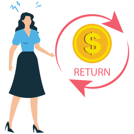 Businesswoman viewing Investment Return Calculation  Illustration
