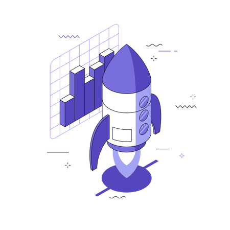 Busniess startup rocket Illustration