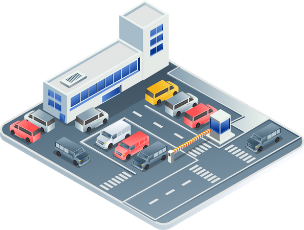 Car company parking lot  Illustration