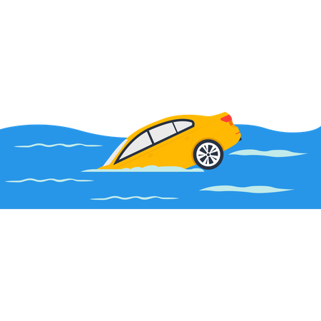 Car sinking in water  Illustration