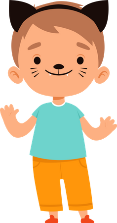 Cat face painting on boy face Illustration