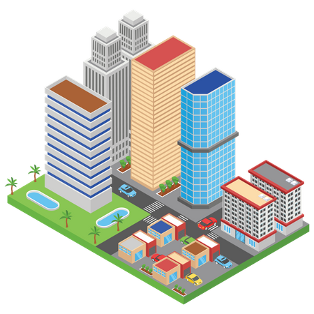 City buildings and skyscrapers  Illustration