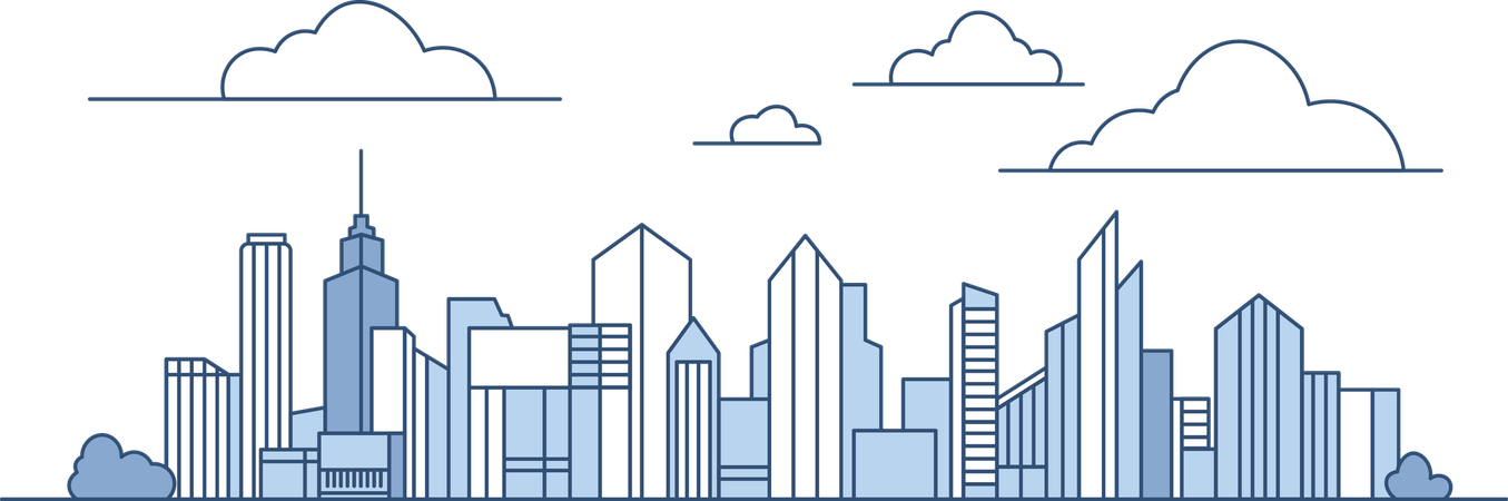 Cityscape Skyscrapers Building Landscape in City Town  Illustration