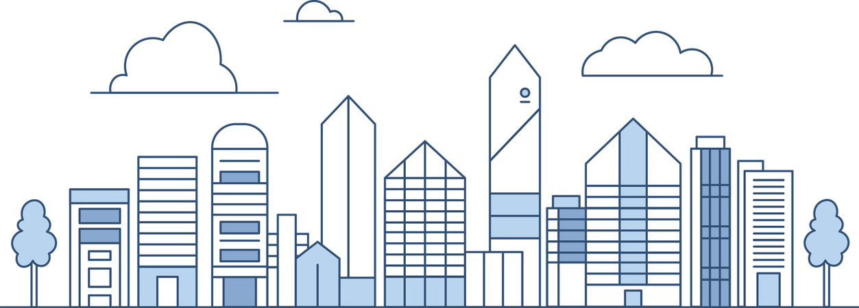 Cityscape Skyscrapers Building Landscape in City Town  Illustration