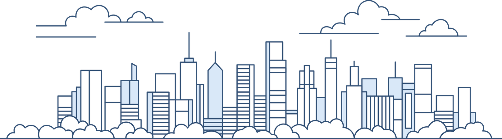 Cityscape Skyscrapers Building Landscape in City Town  Illustration