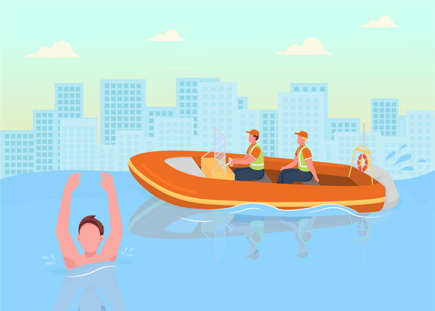 Coast guards saving people  Illustration