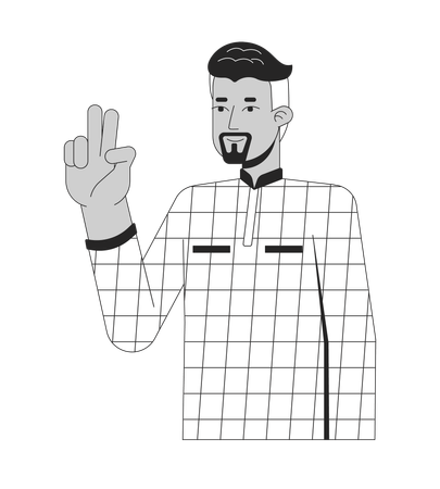 Confident arab man victory sign  Illustration