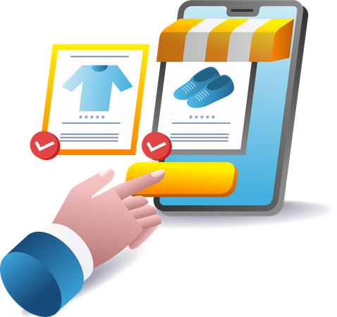 Convenience of online shopping using a smartphone application  Illustration