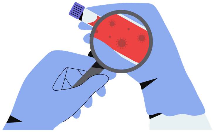 Coronavirus test tube with blood sample  Illustration