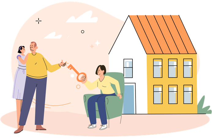 Couple buying luxury house Illustration