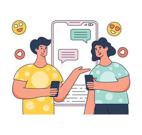 Couple dating on social media app Illustration