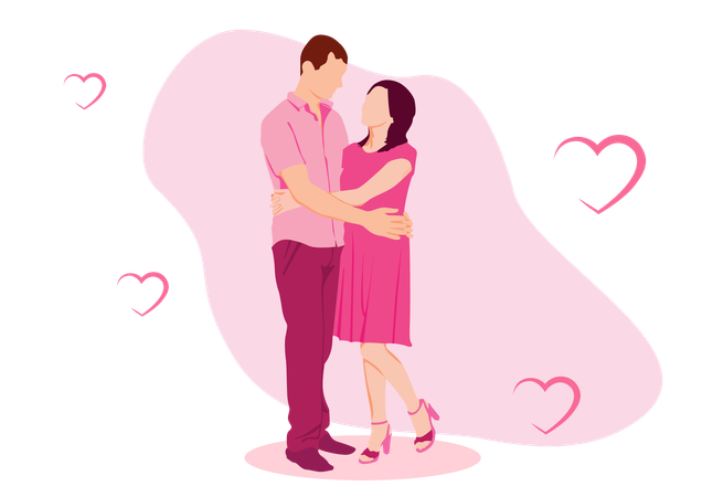 Couple Hugging  Illustration