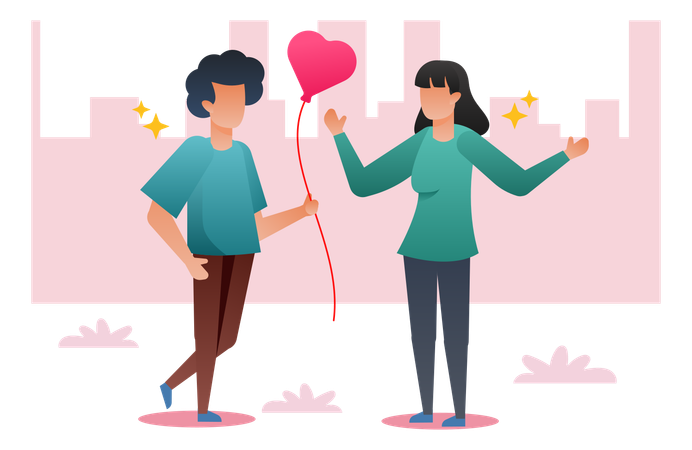 Couple Sweet Moment  Illustration
