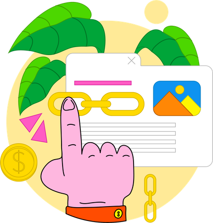 Create link and Making money on advertising on blogs  Illustration