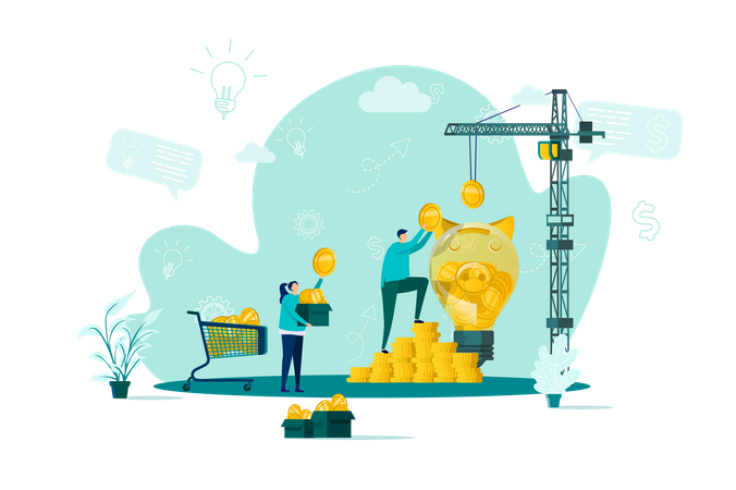 Crowdfunding platform for money donation  Illustration