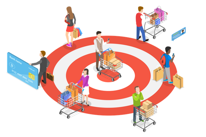 Customer Targeting Digital Marketing Campaign and Client Attraction  Illustration