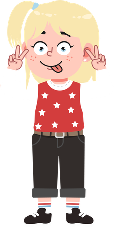 Cute Blonde Girl making Funny Face  Illustration