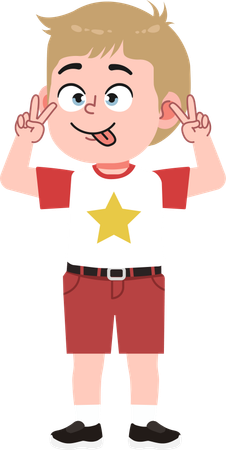 Cute Boy making Funny Face  Illustration