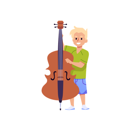 Cute little boy playing cello  Illustration