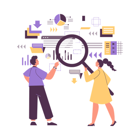 Data scientist analysis teamwork efficiency  Illustration