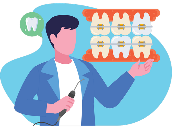 Dentist doing Dental Diagnosis  Illustration