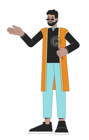 Dhoti kurta guy with bengal light Illustration