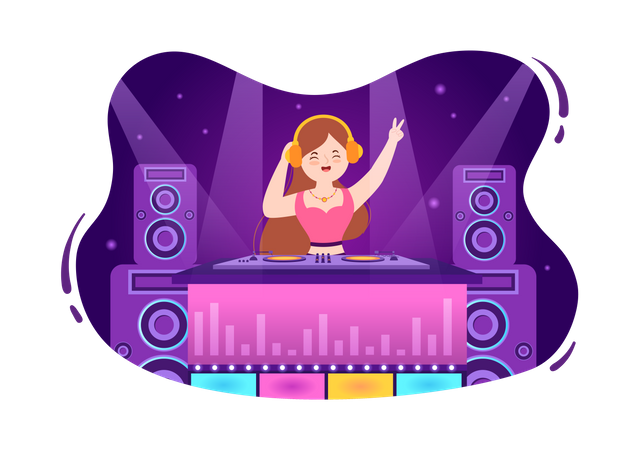 Dj Playing Music  Illustration