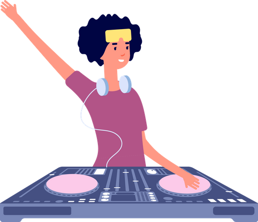 Dj Playing Music  Illustration