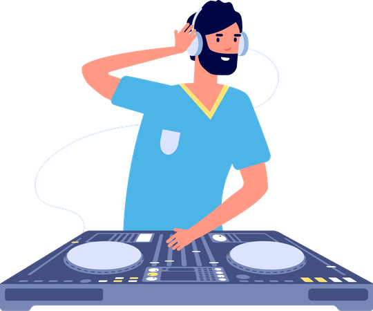 Dj Playing Music  Illustration