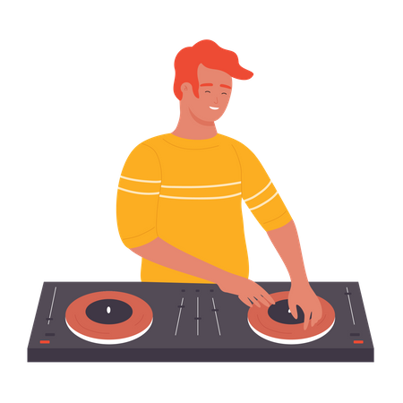 Dj Playing Music  Illustration