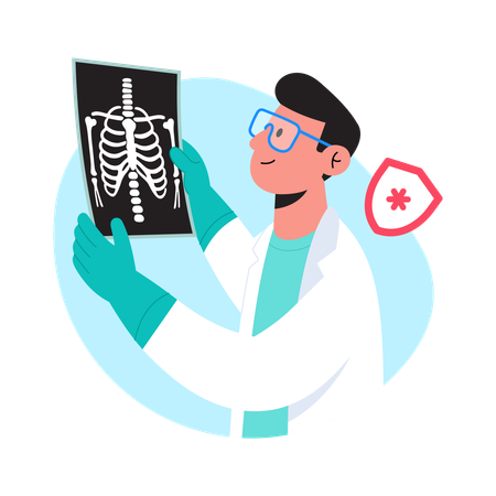 Doctor checks X-Ray Check  Illustration