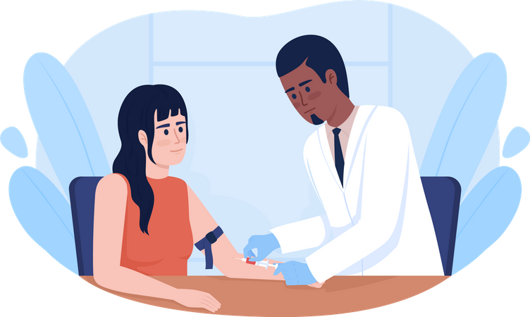 Doctor collecting patient blood sample from vein  Illustration