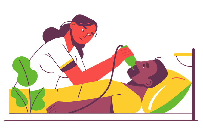 Doctor doing Medical Ultrasound Examination Illustration