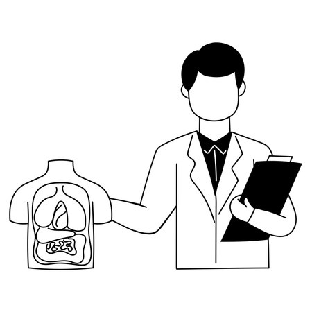Doctor explains human anatomy  Illustration