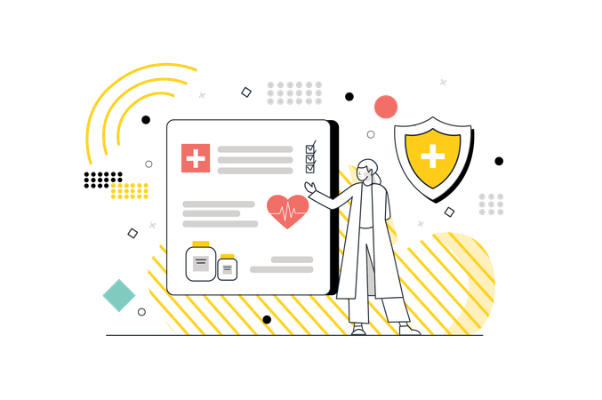 Doctor studies patient diagnosis in order to know how to treat them  Illustration