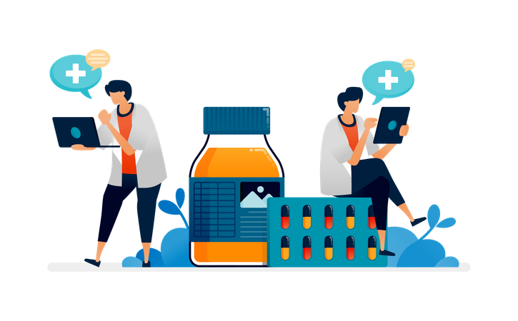 Doctors coordinate and discuss to determine drug prescriptions for patients  Illustration