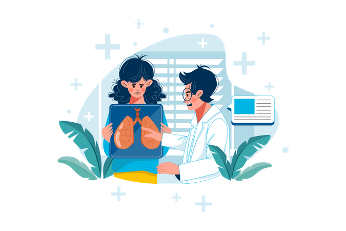 Doctors diagnosis lungs report  Illustration