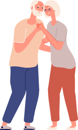 Elder couple hugging  Illustration