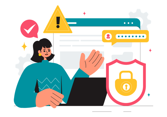 Employee facing system attack while logging  Illustration