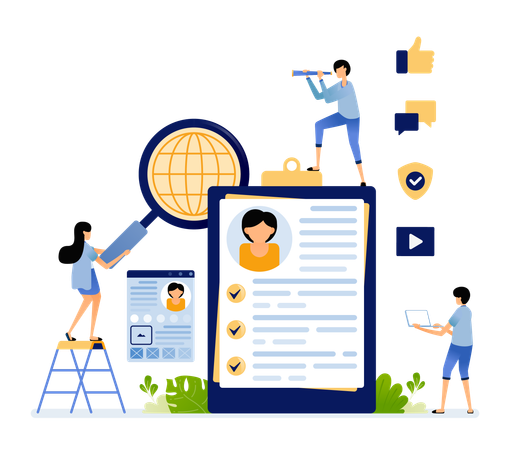 Employee finding new job submitting application for new job  Illustration