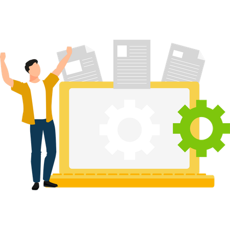 Employee is doing web settings  Illustration